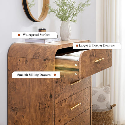 Curved 63-Inch Modern Dresser with Spacious Storage