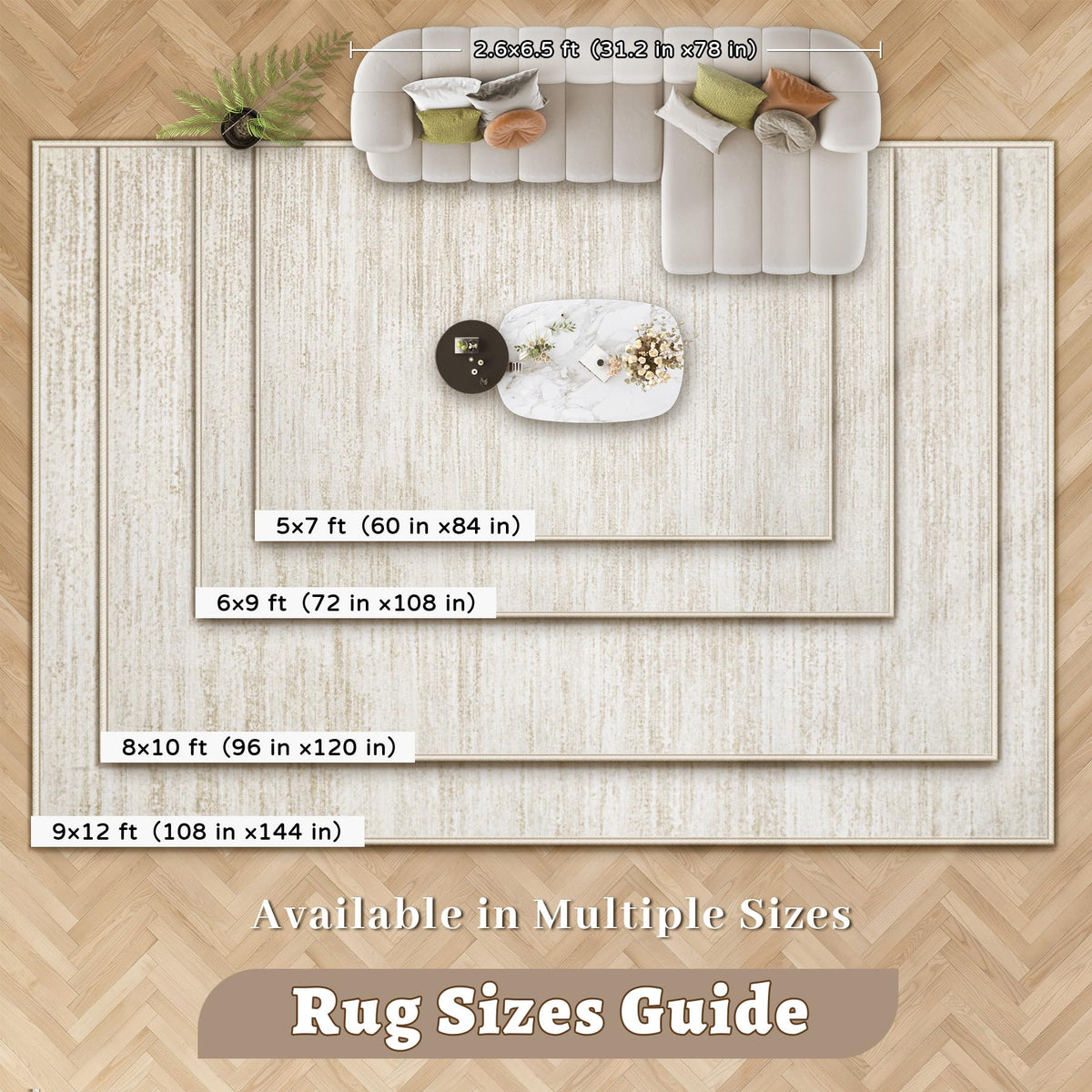 Washable Modern Area Rug with Non-Slip Backing