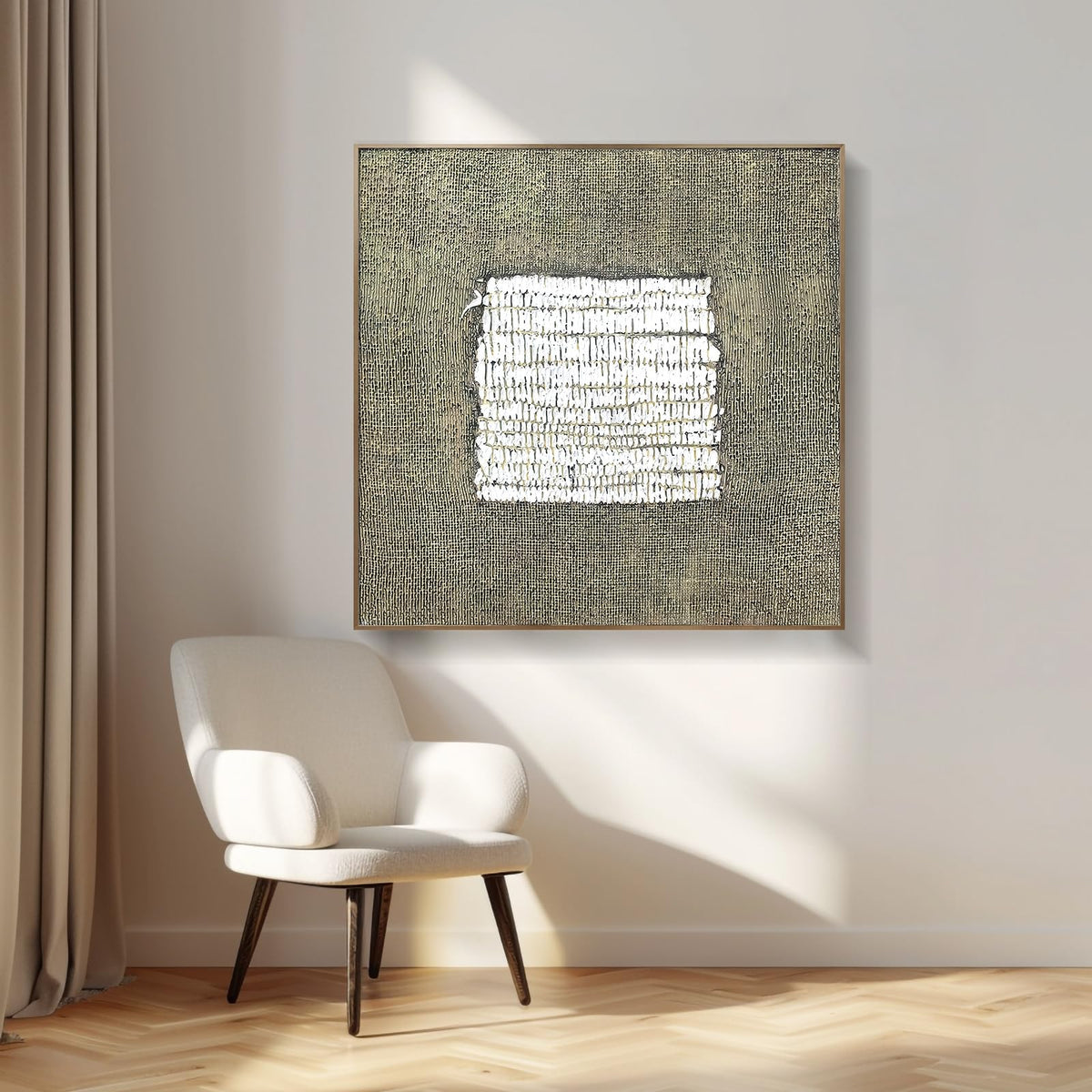 Oversized Blue & White Canvas Wall Art Painting