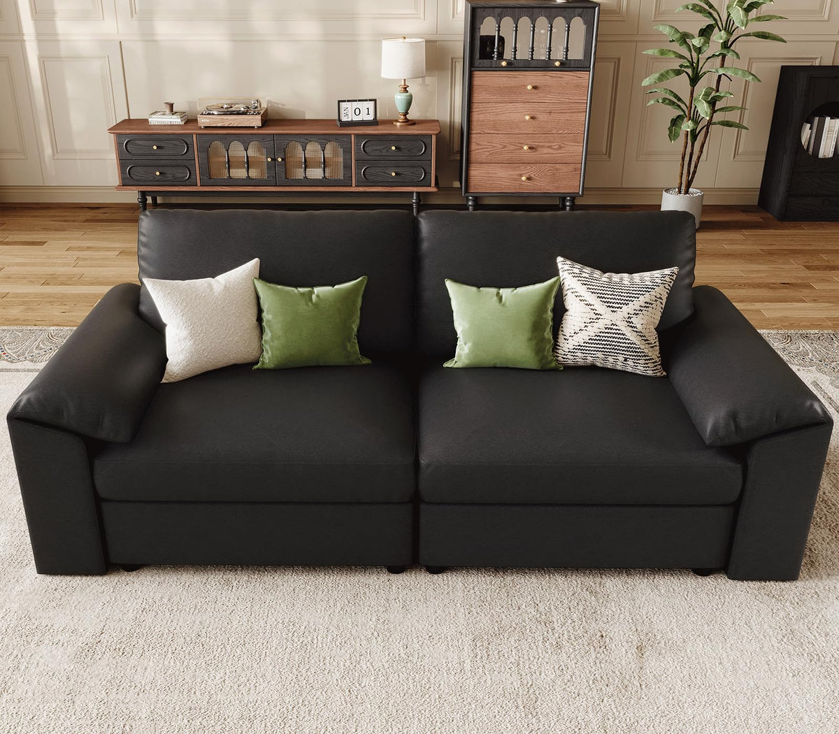 Faux Leather Modular Sectional Sofa for Large Spaces