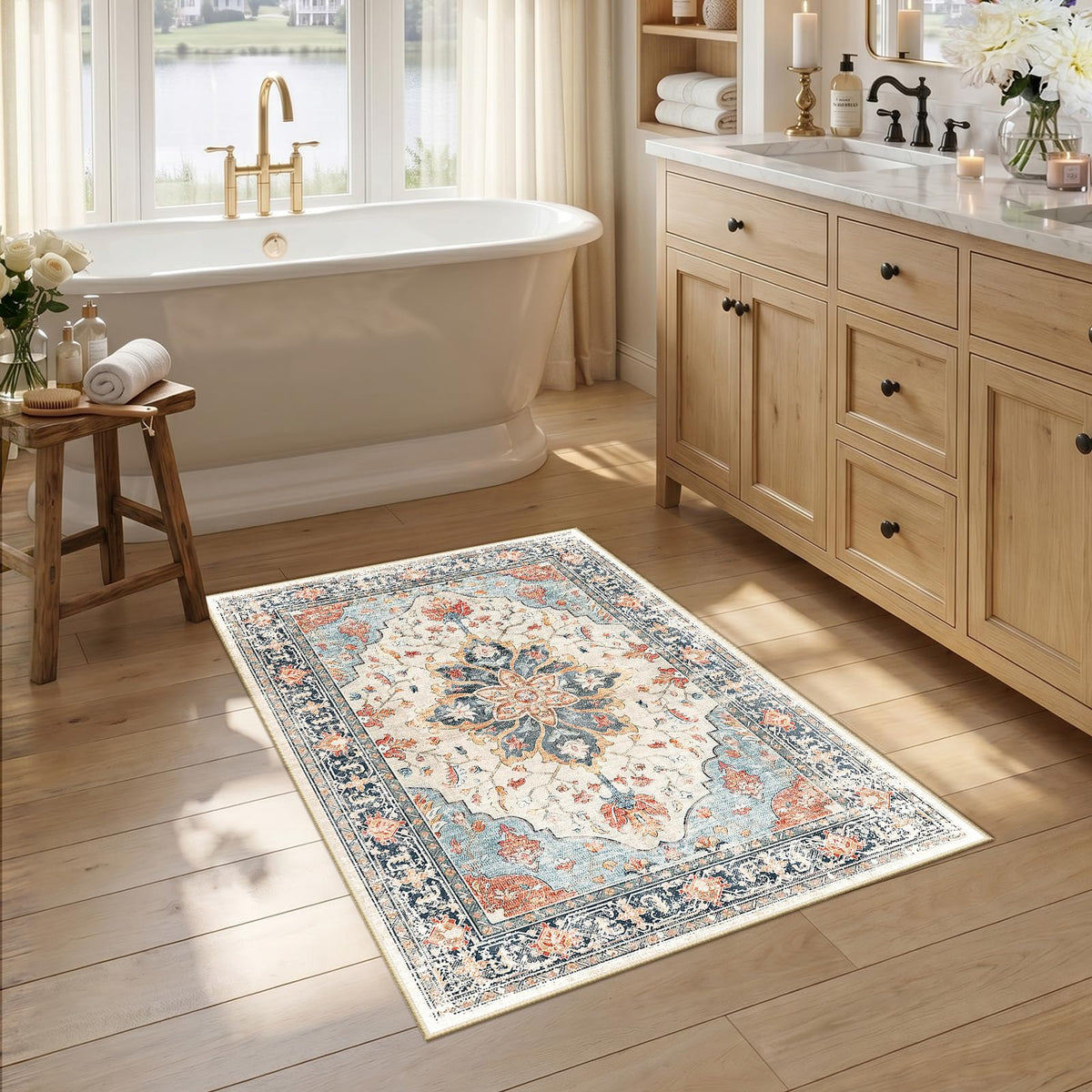 Washable Area Rug with Soft Non-Slip Backing
