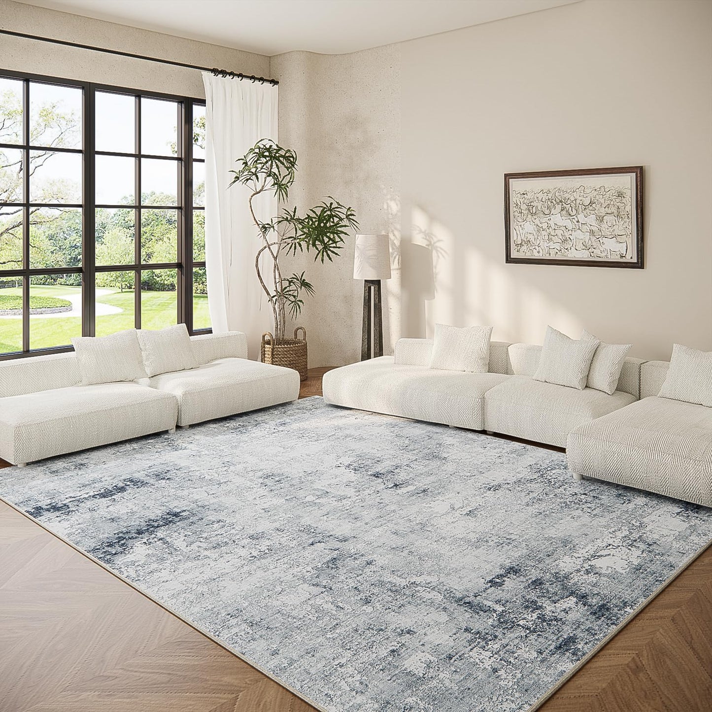 Washable Vintage Runner Rug with Non-Slip Backing