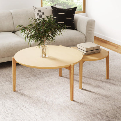 Round Nesting Coffee Table Set with Metal Frame