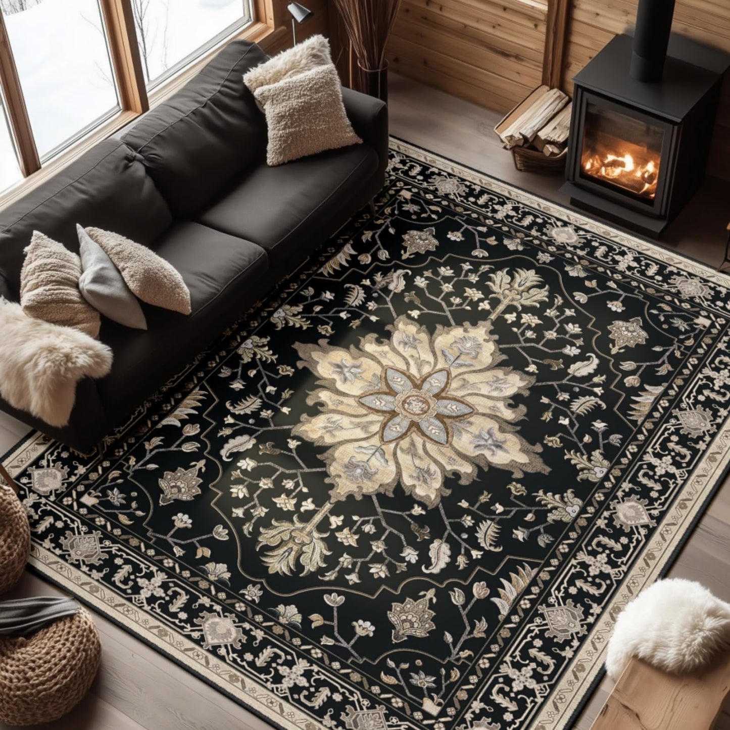 Washable Area Rug with Soft Non-Slip Backing