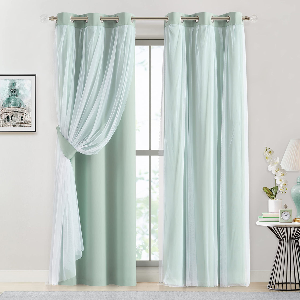 Overlay Grommet Curtains with Layered Draping