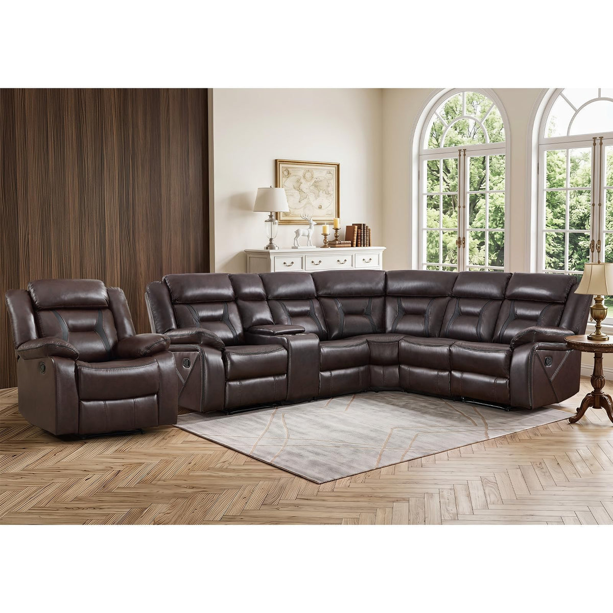 Faux Leather Reclining Living Room Furniture Set