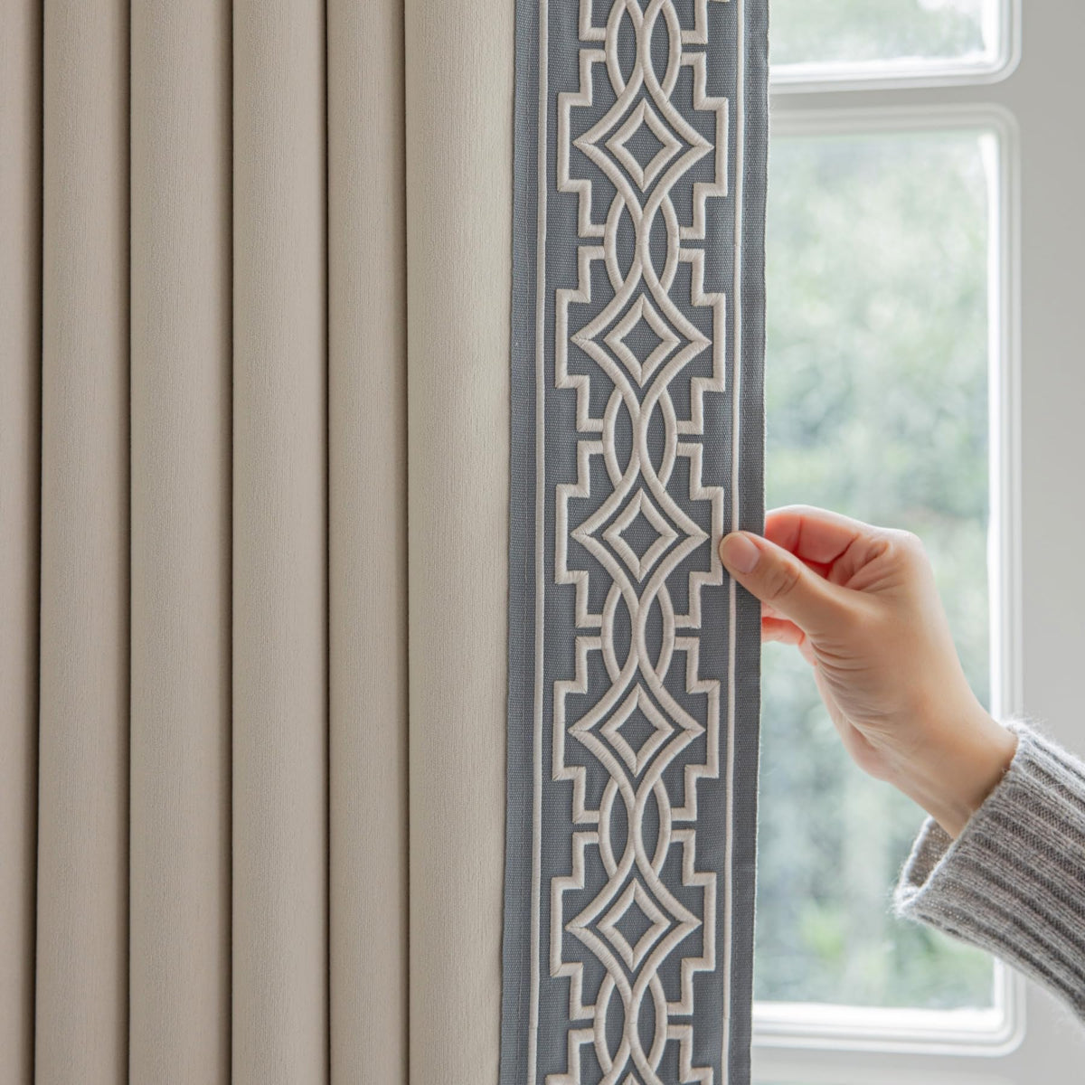 Embroidered Blackout Curtains with Pinch Pleats