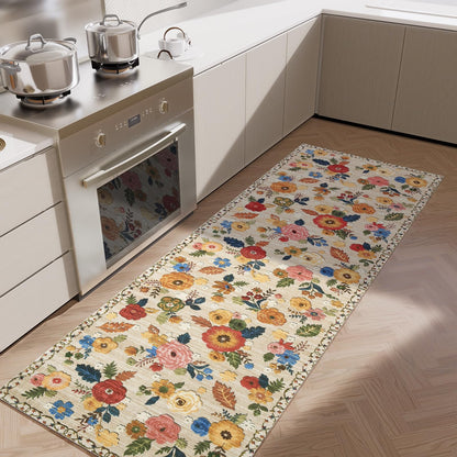 Washable Vintage Runner Rug with Non-Slip Backing