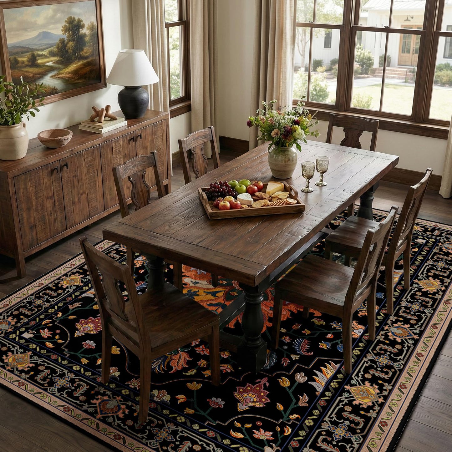 Washable Area Rug with Soft Non-Slip Backing