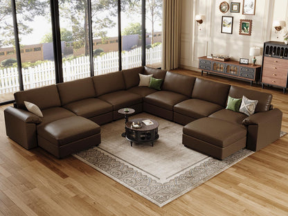 Faux Leather Modular Sectional Sofa for Large Spaces