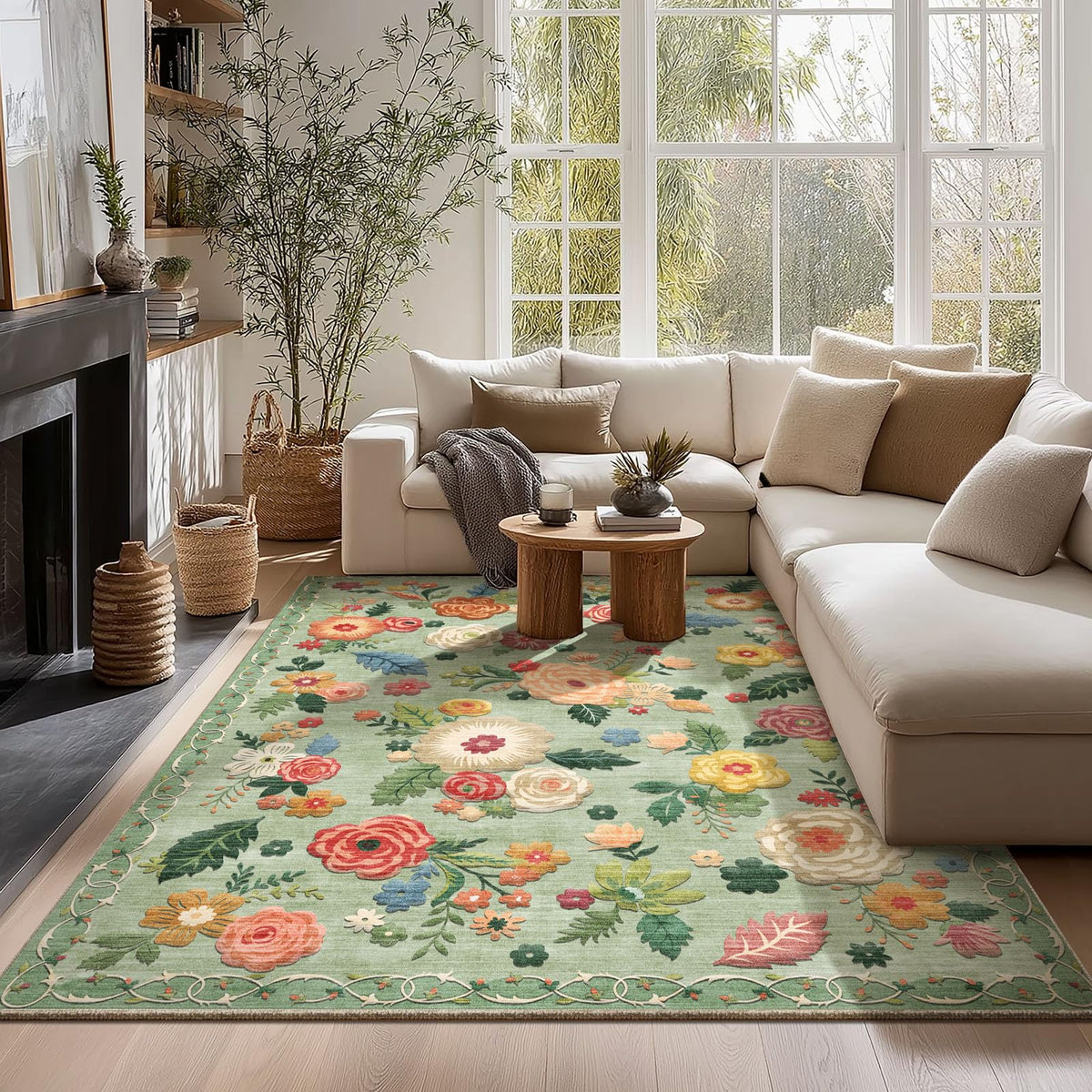 Washable Vintage Runner Rug with Non-Slip Backing