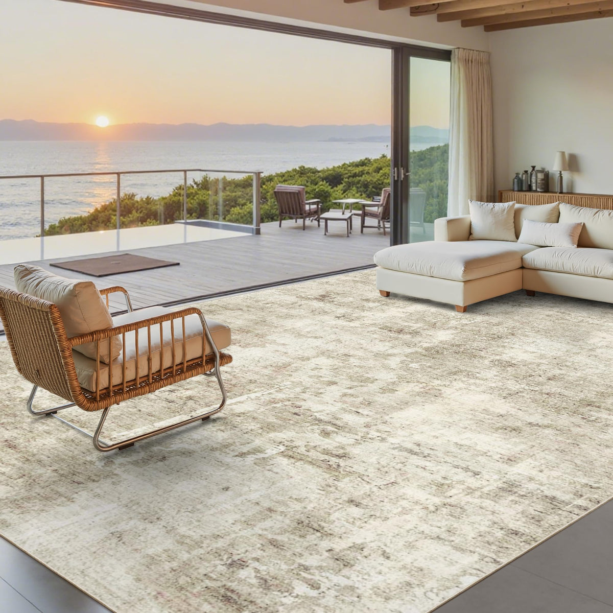 Washable Area Rug with Non-Slip Backing
