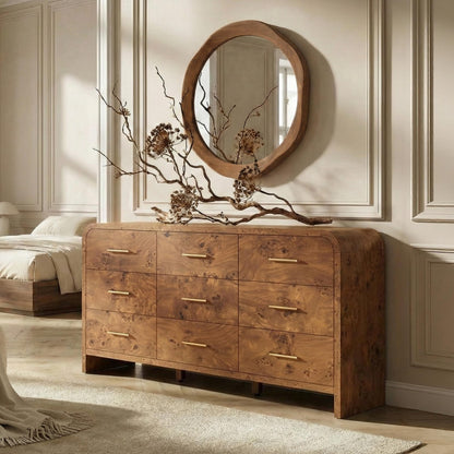 Curved 63-Inch Modern Dresser with Spacious Storage