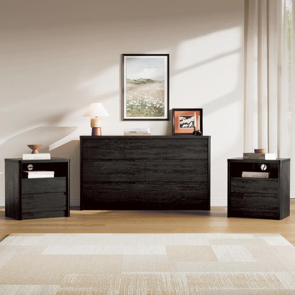 Modern 9-Drawer Bedroom Set with Matching Nightstands