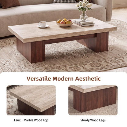 Large Rectangular Coffee Table with Spacious Top