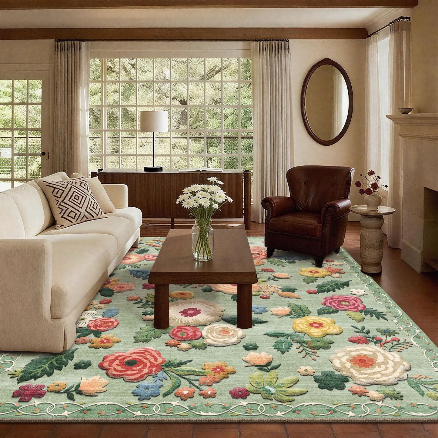 Washable Vintage Runner Rug with Non-Slip Backing
