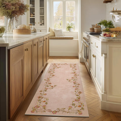 Washable Vintage Runner Rug with Non-Slip Backing