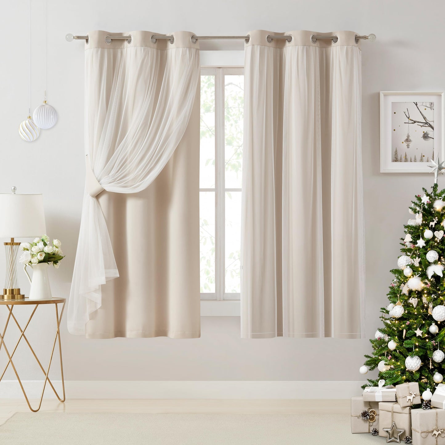 Overlay Grommet Curtains with Layered Draping