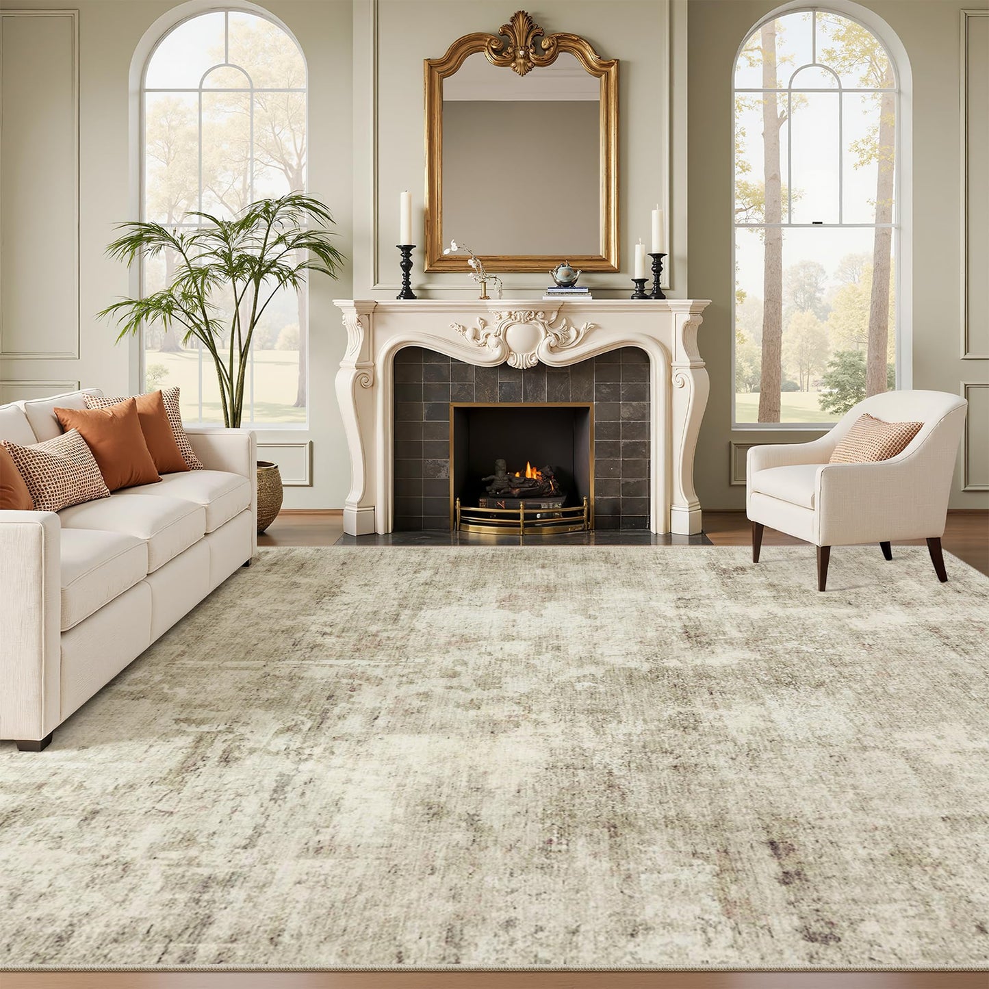 Washable Area Rug with Non-Slip Backing