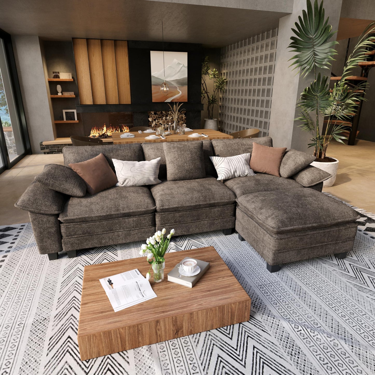 Shaped Modular Cloud Sectional Sofa
