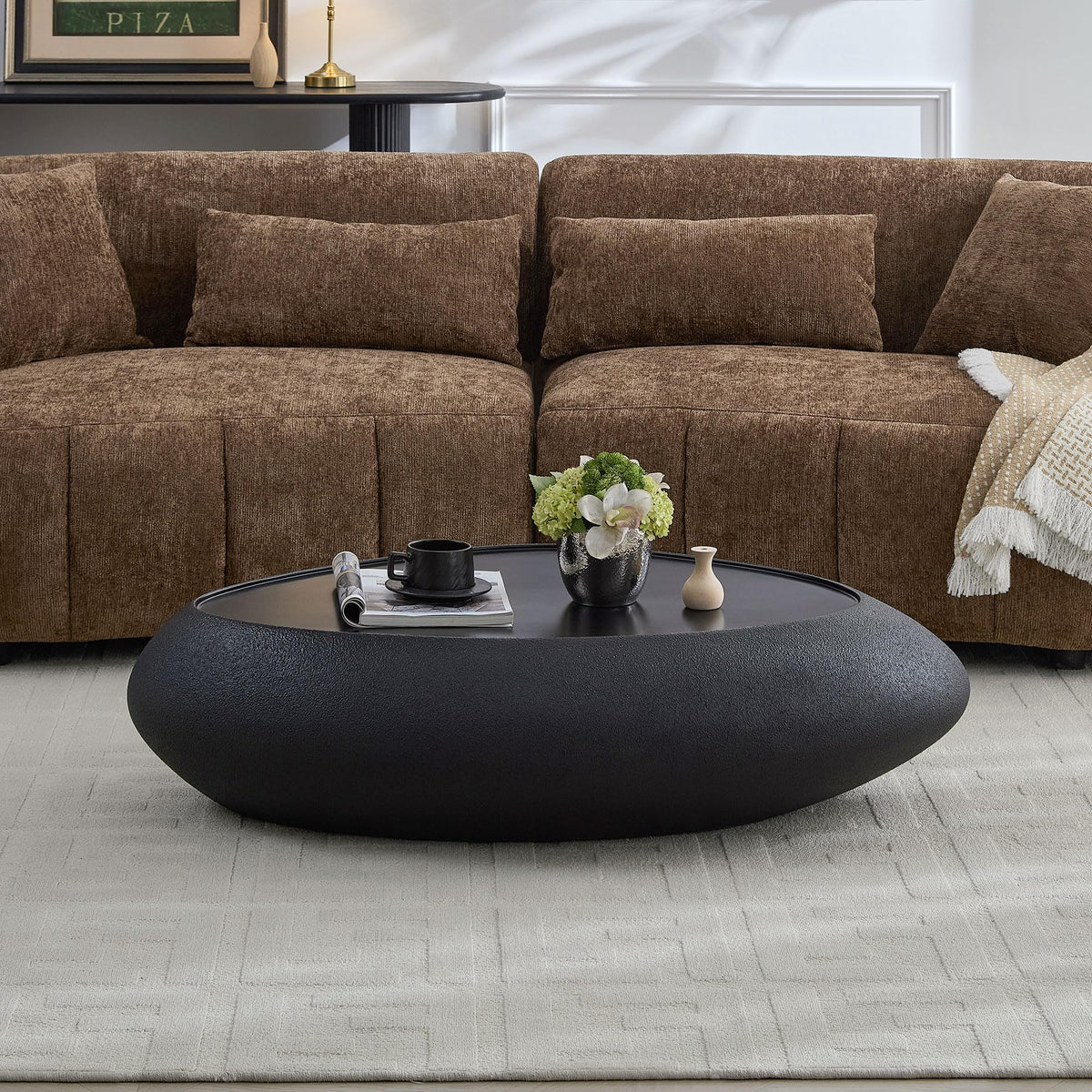 Elliptical Matte Coffee Table with Rounded Edges