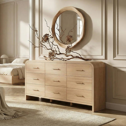 Curved 63-Inch Modern Dresser with Spacious Storage