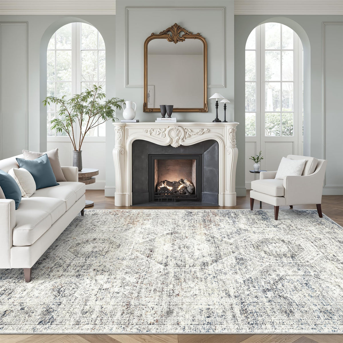 Washable Area Rug with Non-Slip Backing