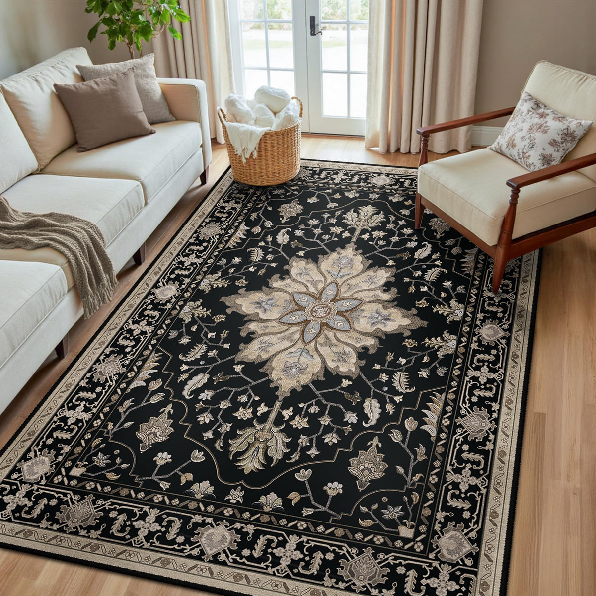 Washable Area Rug with Soft Non-Slip Backing