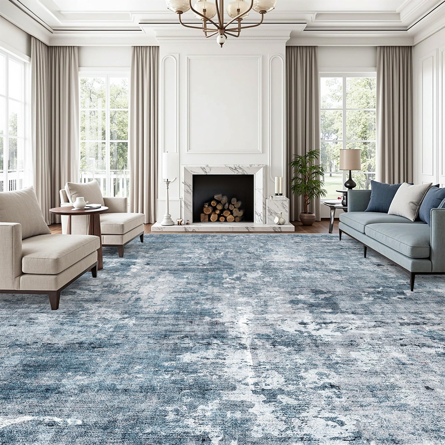 Washable Area Rug with Non-Slip Backing