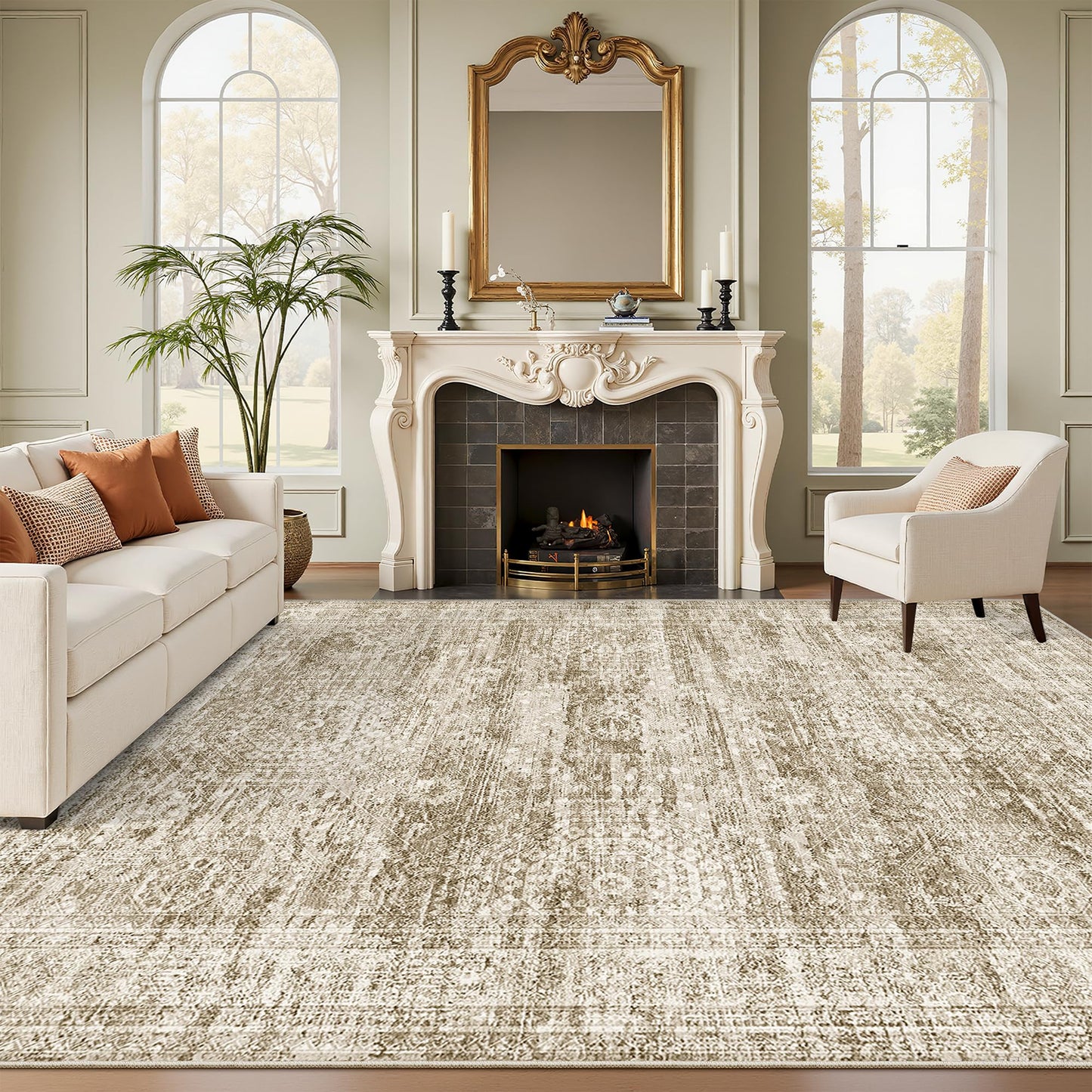 Washable Area Rug with Non-Slip Backing