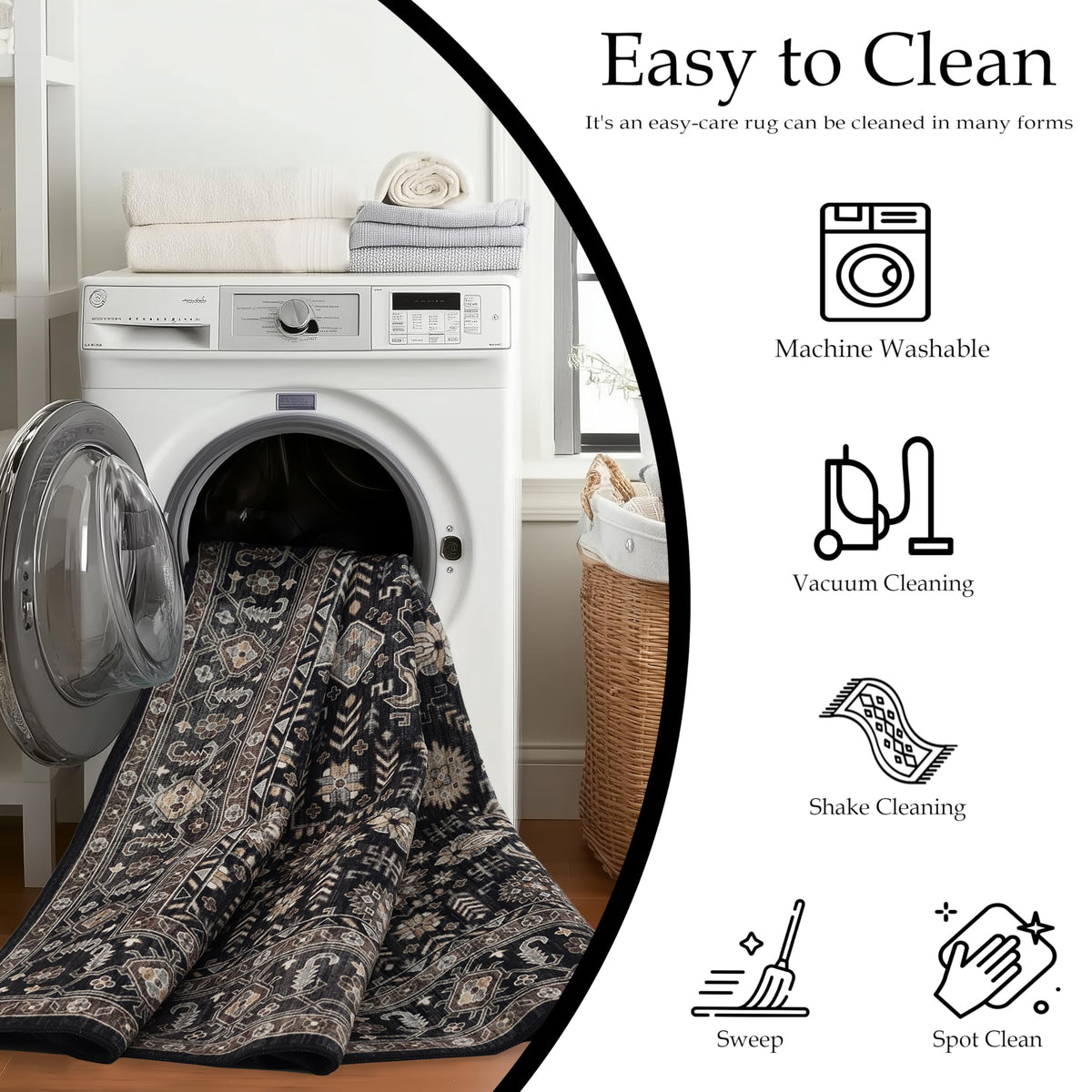 Ultra-Soft Washable Area Rug with Non-Slip Backing