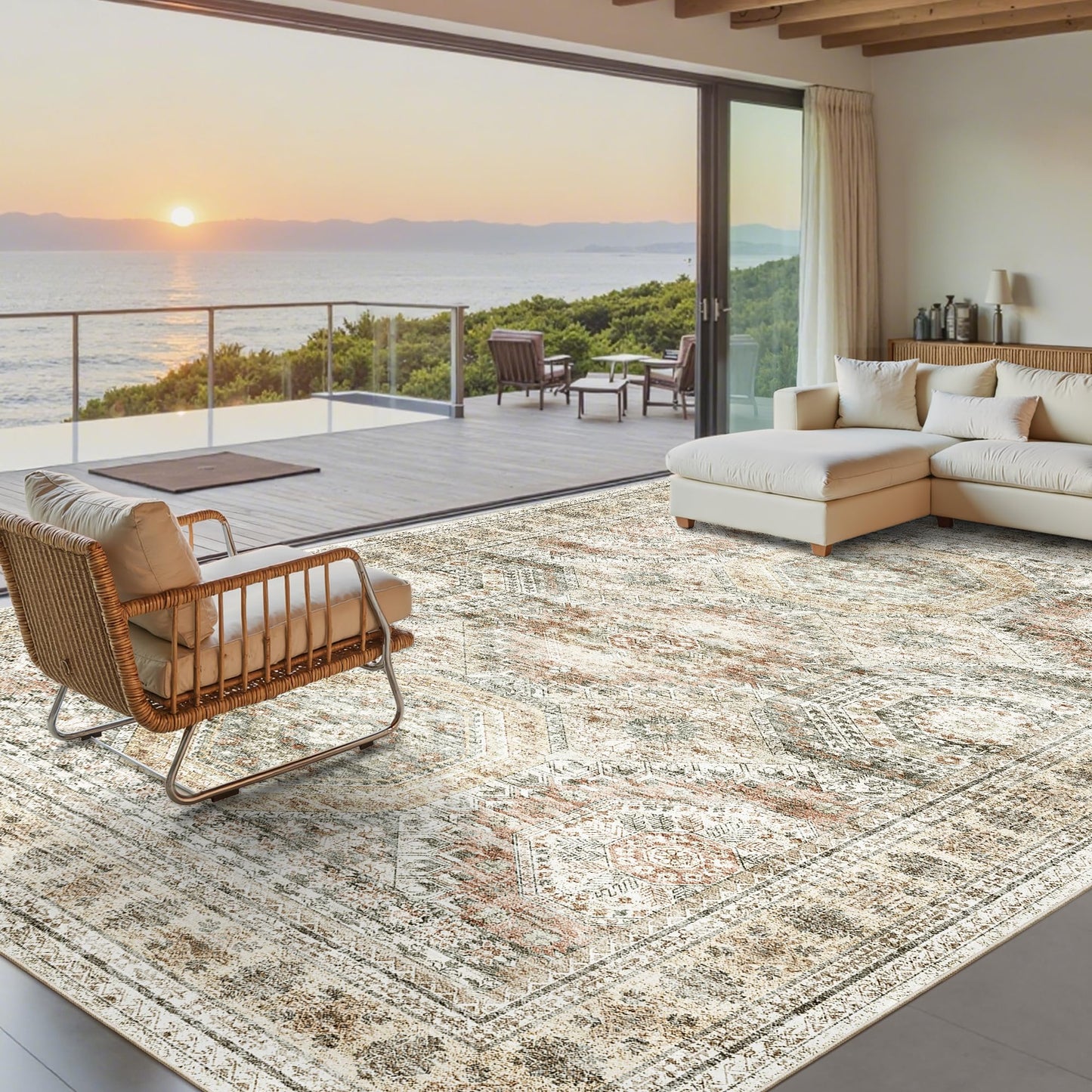 Washable Area Rug with Non-Slip Backing