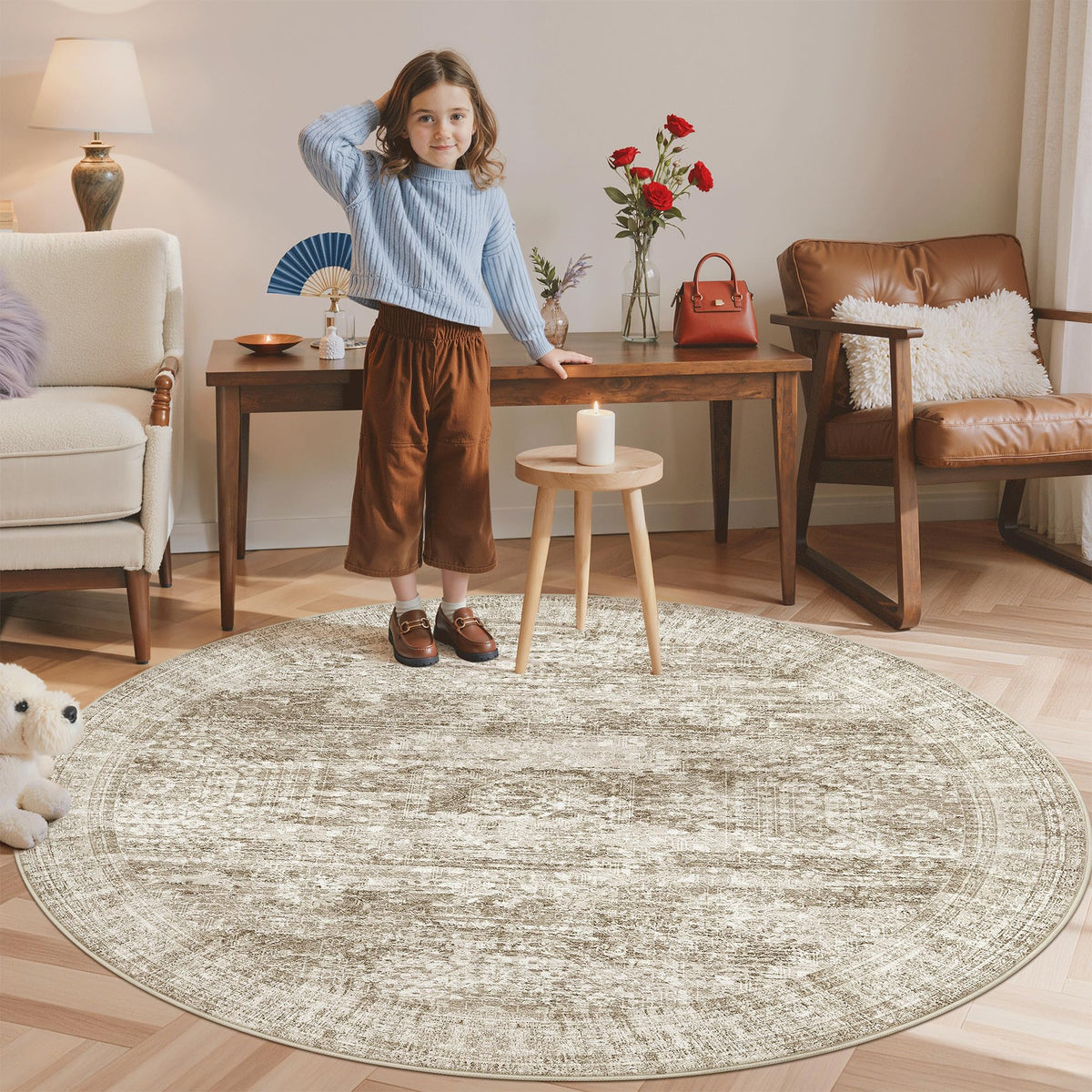 Washable Area Rug with Non-Slip Backing