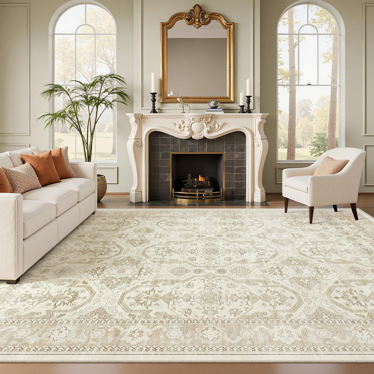 Washable Area Rug with Non-Slip Backing