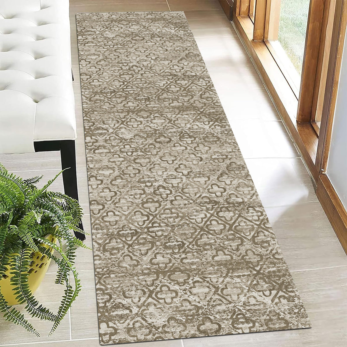 Washable Vintage Tribal Area Rug with Non-Slip Backing