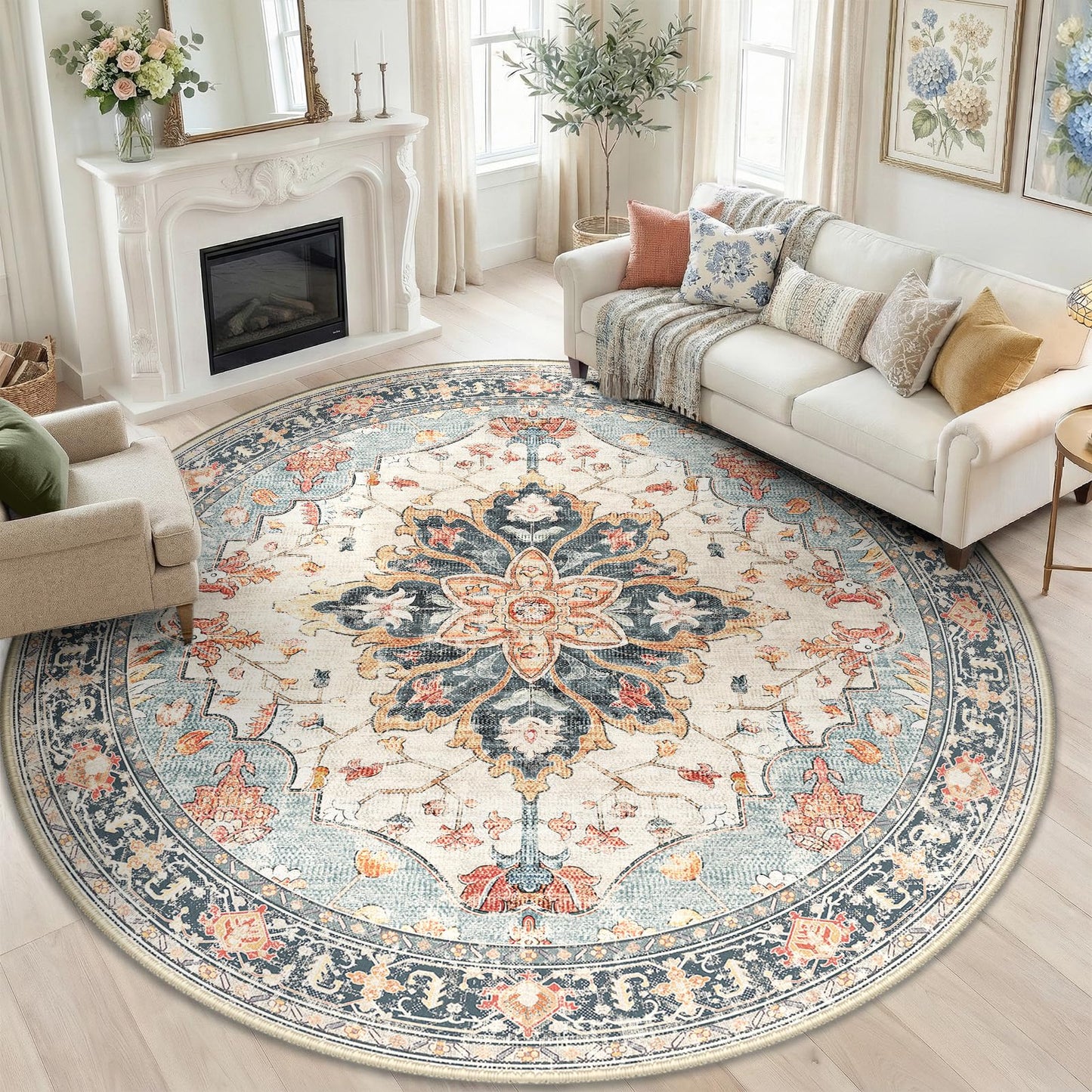 Washable Area Rug with Soft Non-Slip Backing