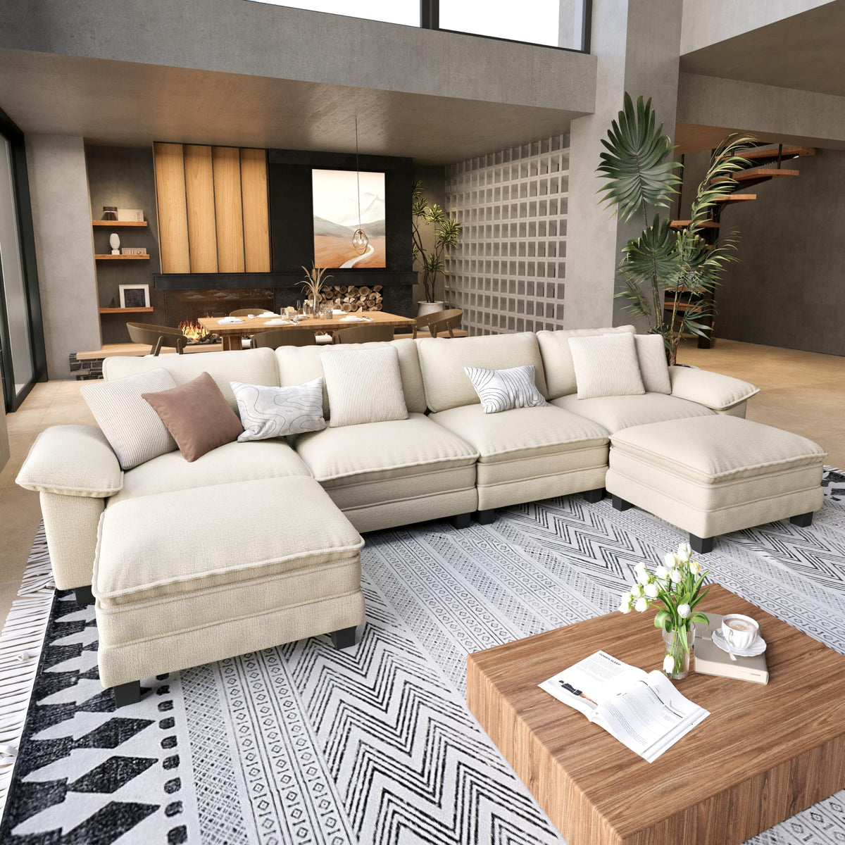 Shaped Modular Cloud Sectional Sofa