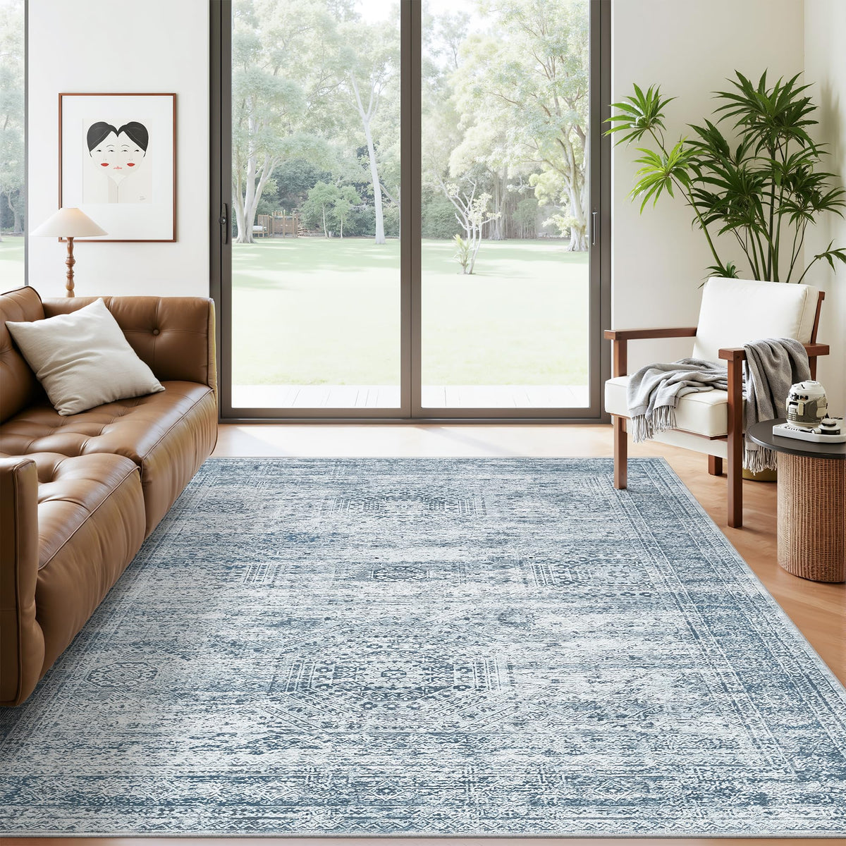 Washable Area Rug with Non-Slip Backing