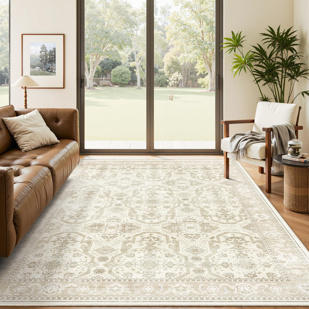 Washable Area Rug with Non-Slip Backing