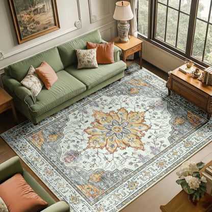 Washable Area Rug with Soft Non-Slip Backing