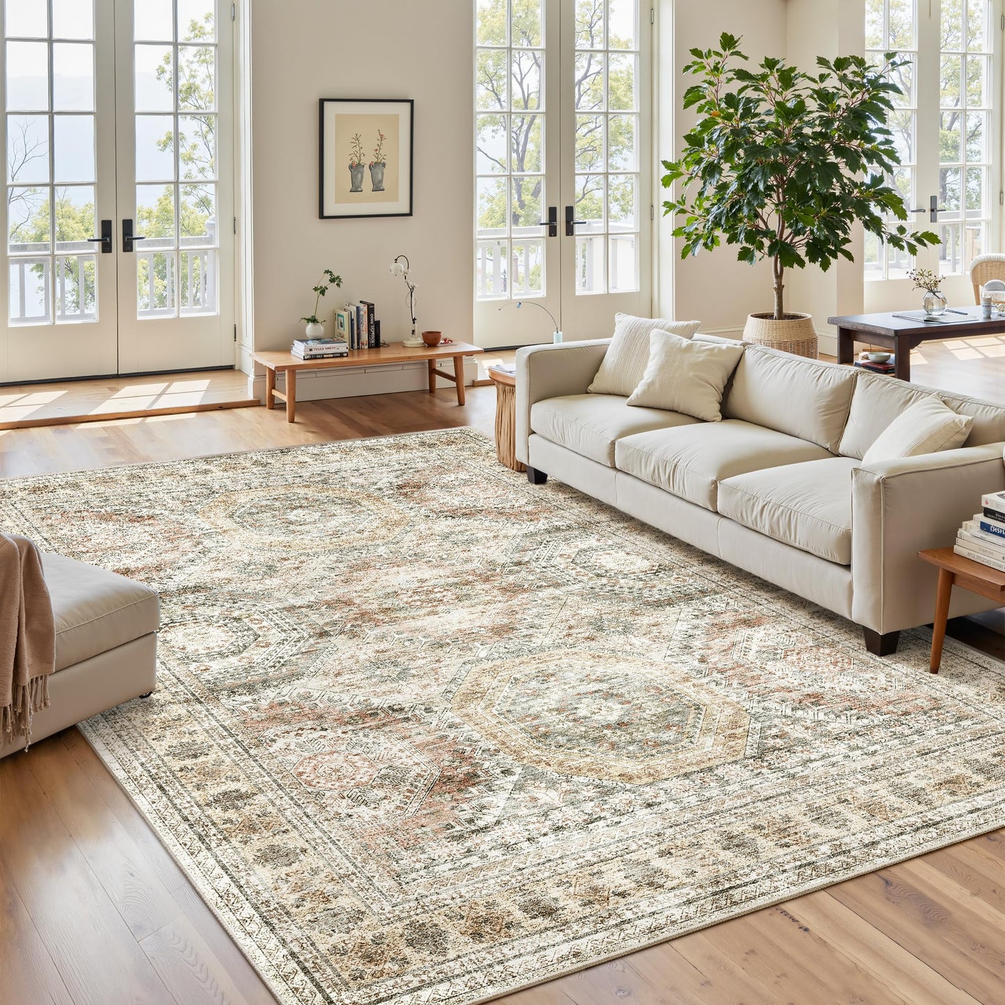 Washable Area Rug with Non-Slip Backing