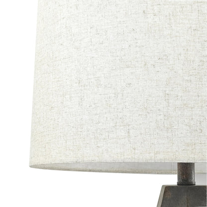 Faceted Ceramic Table Lamp with Wheat Linen Shade