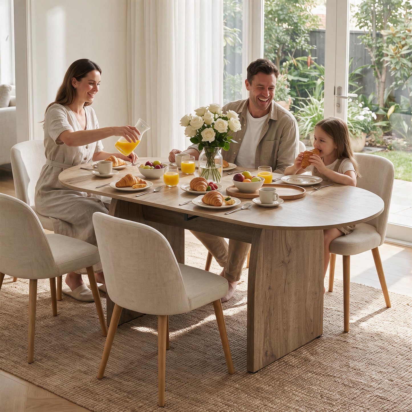 Extendable Oval Dining Table Set for 4 to 10