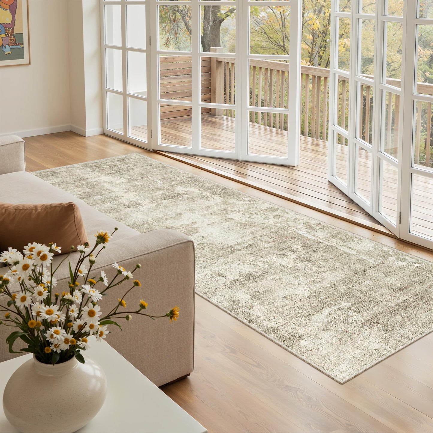 Washable Area Rug with Non-Slip Backing