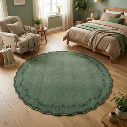 Scalloped Washable Area Rug with Non-Slip Backing
