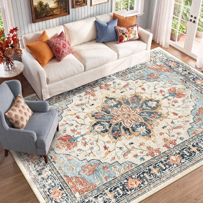Washable Area Rug with Soft Non-Slip Backing