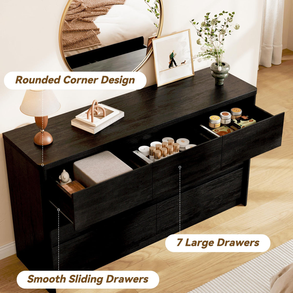 Modern 9-Drawer Bedroom Set with Matching Nightstands
