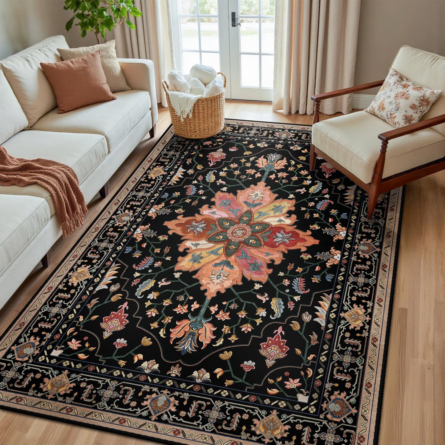 Washable Area Rug with Soft Non-Slip Backing