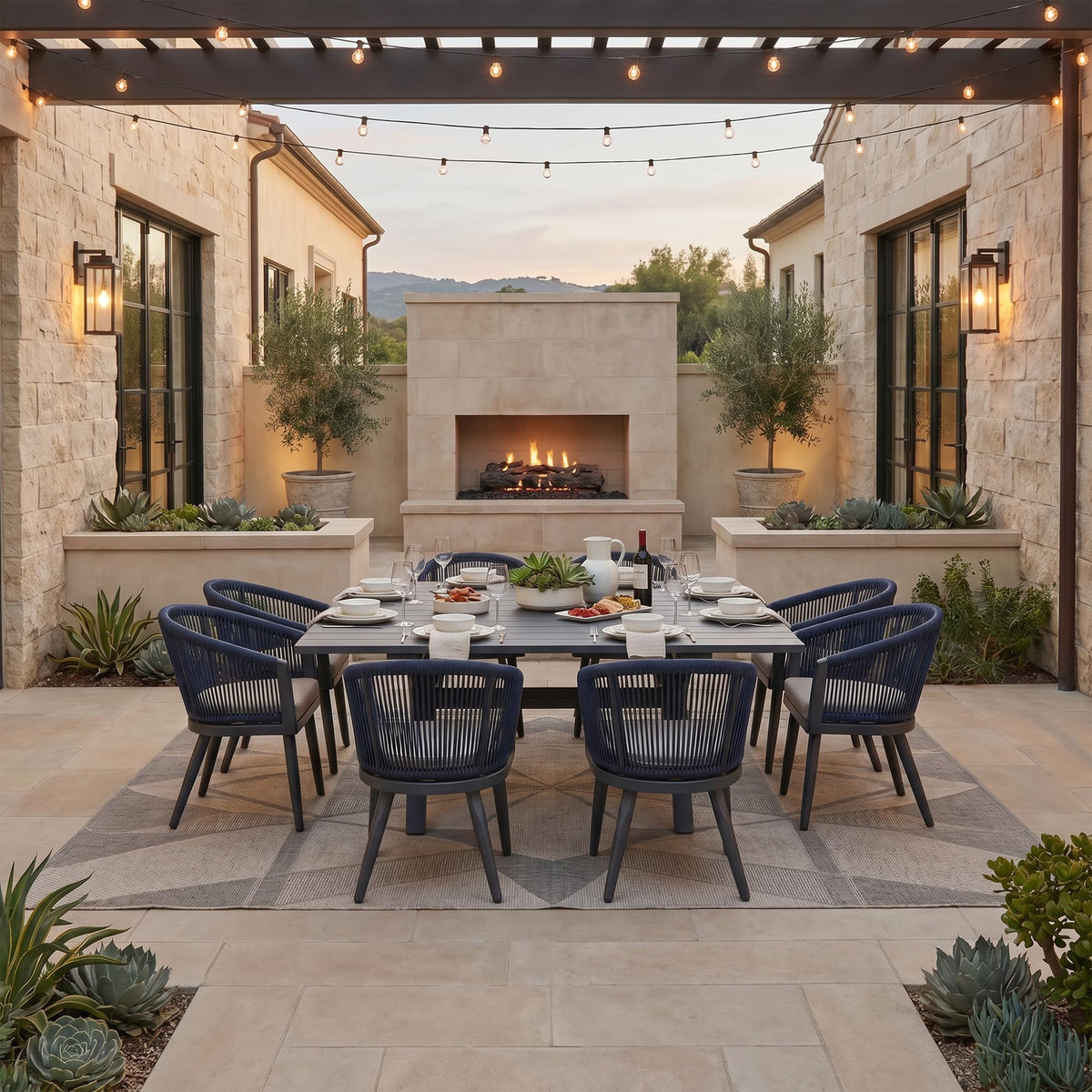 Portland Outdoor Dining Set with Modern Design