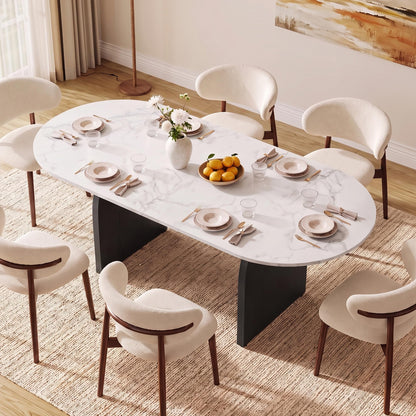 Extendable Oval Dining Table Set for 4 to 10